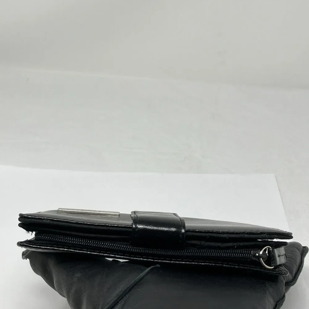 Black Kenneth Cole Reaction Leather Clutch Wallet 6X3.75